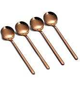 Espresso Spoons Set of 8 Matte Rose Gold Frosted Handle Stainless Steel Dessert Spoons for Espres...