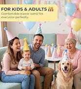 16pcs Birthday Party Cone Hats for Kids: 7 inch Pom Poms Party Supplies &amp;amp; Decorations Pa...