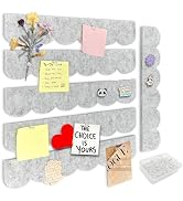 Umtiti 6 Pack 14.5 x 2 inch Frameless Felt Bulletin Strips with 50 Push Pins, Self-Adhesive for C...