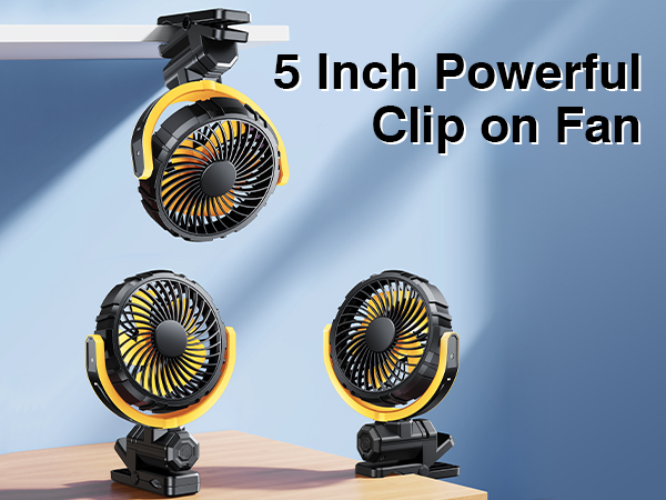 HIYJEN Car Fan 5V USB Small Clip on Sun Visor Fan for Front/Rear Seat