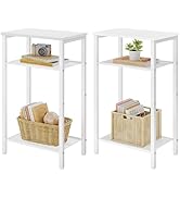 Hoctieon 2-Set 3 Tier End Table, Telephone Table Set of 2, Tall Side Table with Storage Set of 2,...