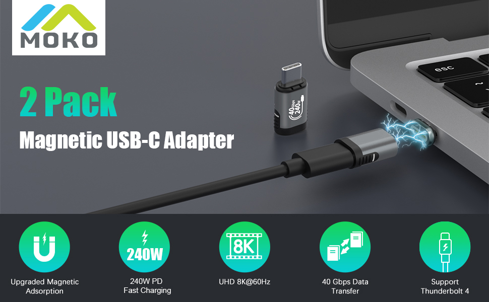240W USB C Magnetic Adapter 2 Pack