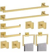 TQKAG Brushed Gold Bathroom Hardware Accessories Set 10 Pieces, 23.6" SUS304 Stainless Steel Towe...