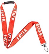 MELIFE Staff Lanyards, Printed Orange and White Staff Design Neck Strap Swivel Metal Clip 20 Pack