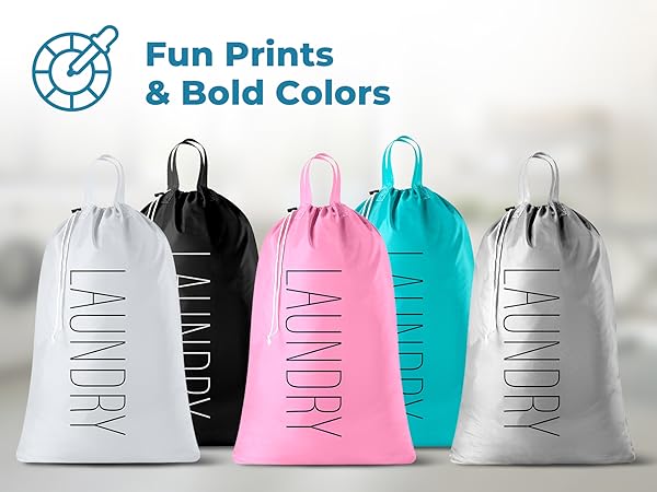 nylon laundry bags white black pink teal grey