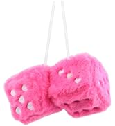 Fuzzy Dice for Rear View Mirror with Suction Cup,Cute Mirror Dice Decorates Car Accessories Inter...
