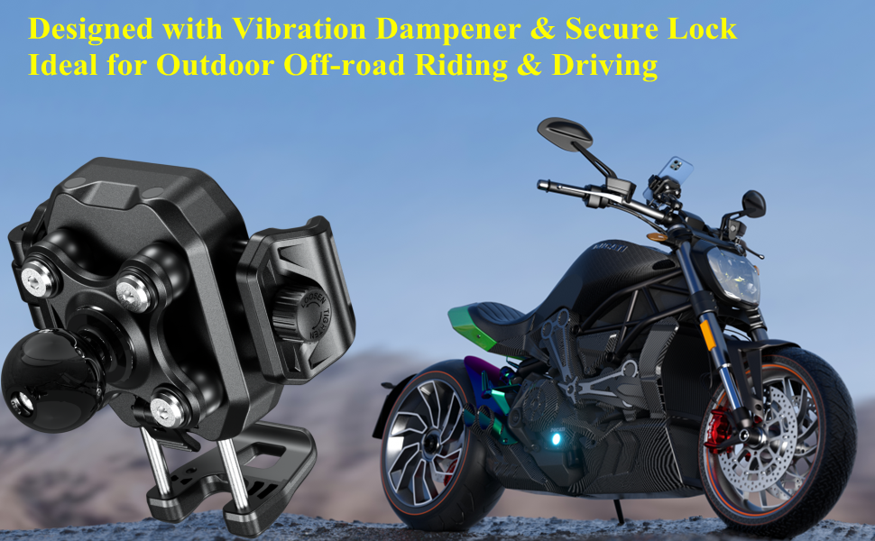 Designed with Vibration Dampener &amp; Secure Lock Ideal for Outdoor Off-road Riding and Driving
