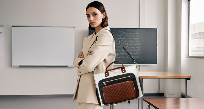 LOVEVOOK Teacher Laptop Tote Bag for Women Nurse Work With Large Cup Holder Computer Purses