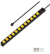 Metal 12 Outlet Mountable Power Strip, Surge Protector Heavy Duty Cord Wide Spaced and Wall Mount...