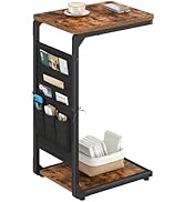 Vovonusy C-Shaped End Table, Small Couch Side Table with Storage Bag, Sofa Table for Living Room,...