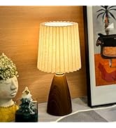 nomoluke Small Pleated Table Lamp for Bedroom, Bedside Lamps for Nightstand, Dimmable Desk Lamp C...