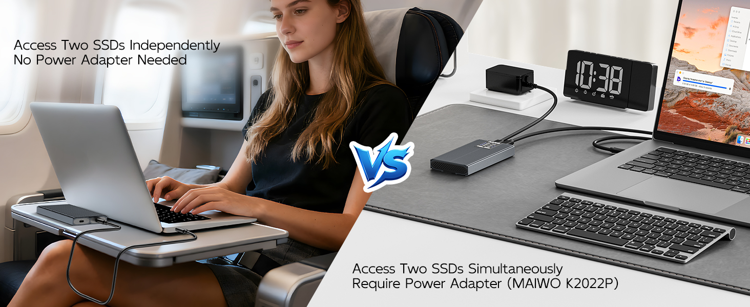 2 Bay M.2 NVMe SSD Enclosure USB 3.1 Gen2 Type-C 10Gbps Support M Key B&amp;amp;M Key Aluminum Case