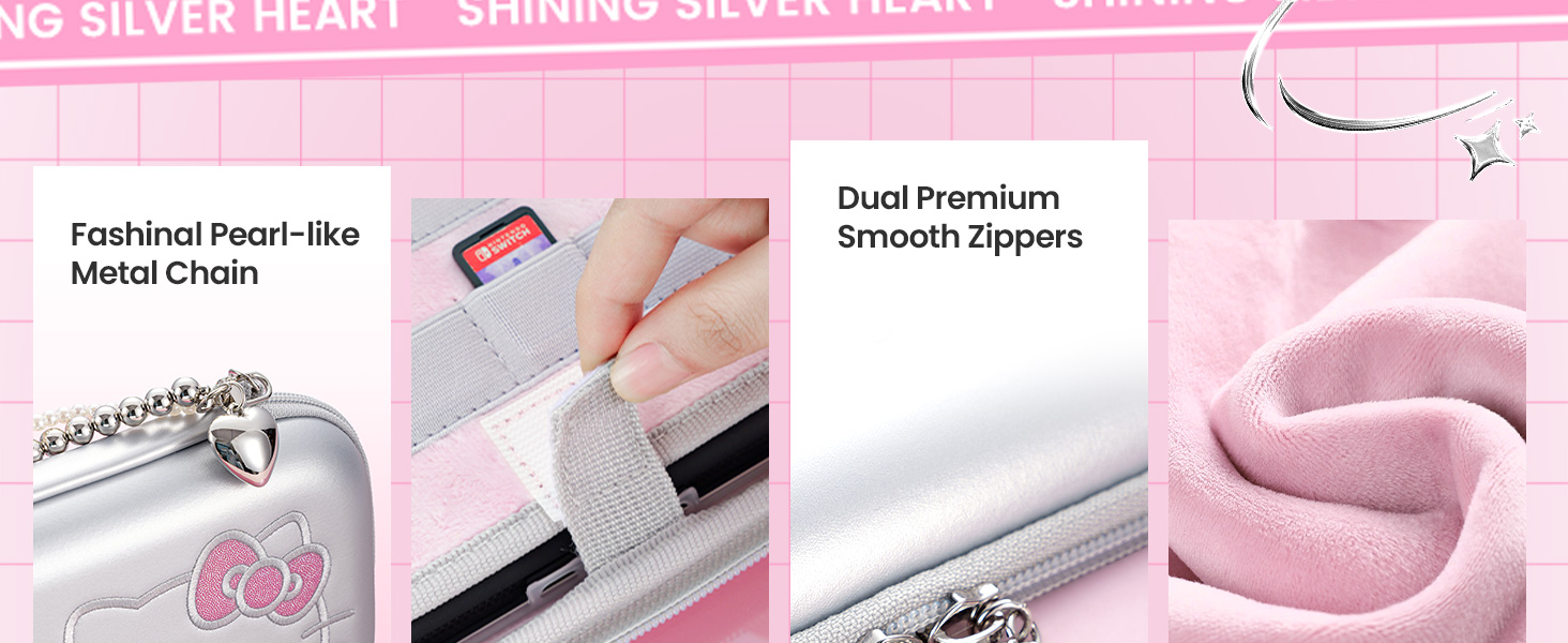 Fashional Pearl-like Metal Chain and Dual Premium Smooth Zipper