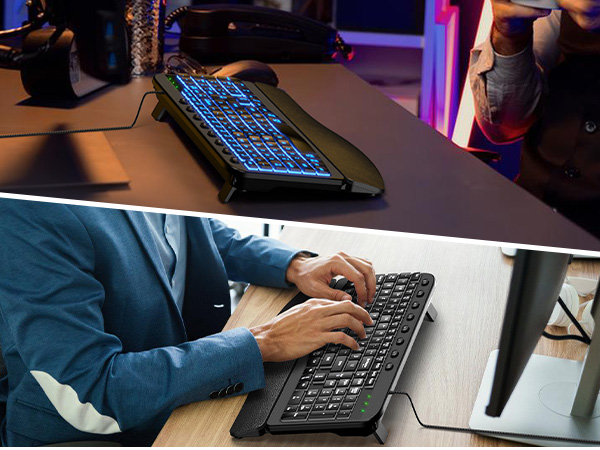backlight illuminated keyboard for office home