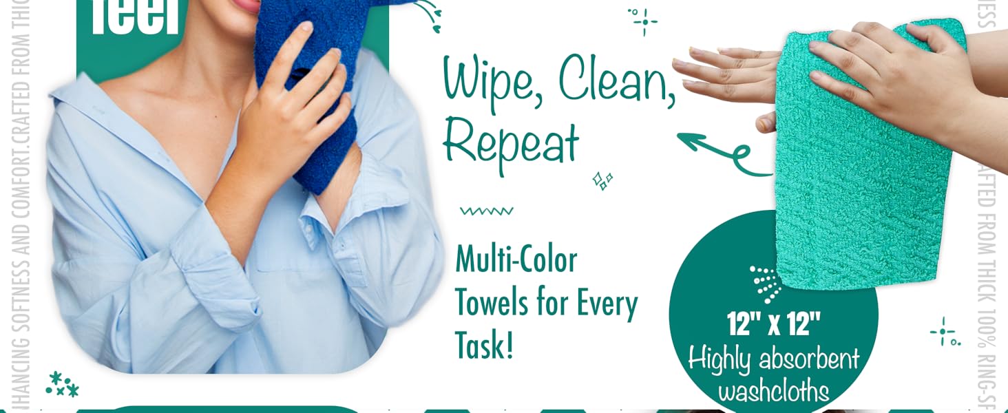 zig zag multicolor washcloth 100% cotton, highly absorbent, Long lasting, High quality cotton 