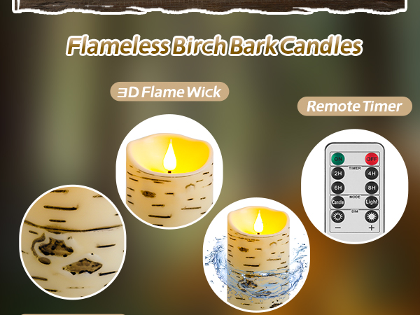 birch flameless candles