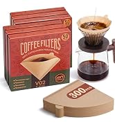 Metflavor 300 Count Cone Coffee Filters #2, Disposable Unbleached V60 Coffee Filter 2-4 Cup,50 Ct...