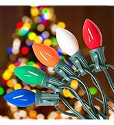 PASUTO 50FT C7 Christmas Lights Outdoor, Multicolor Vintage Christmas Lights String with 25+2 Cer...