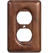 YDJSA Decorative Outlet Covers Solid North American Walnut Plug Plate Covers, Electrical Wall Pla...