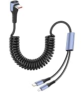 JSADZKJ Retractable 2 in 1 USB C Charging Cable,6A Coiled Type-C Fast Charging for Car,Multi USB ...