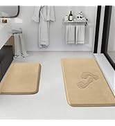 HUXMEYSON Bathroom Rugs Sets 2 Piece, Non-Slip &amp; Quick Dry Bath Mat Set, Ultra Soft Velvet Bath R...