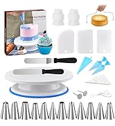 Cake Decorating Tools Supplies Kit - 82Pcs Baking Accessories with Turntable Stand Leveler 12 Pip...