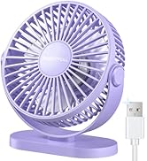 SWEETFULL USB Desk Fan Small Quiet - 3 Speeds Mini Personal Portable Fan 360° Rotation Adjustable...