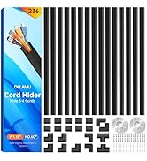 Delamu Black Cord Hider, 236in Cord Covers for 3-4 Wires on Wall, Cable Hider Wire Covers for Cor...