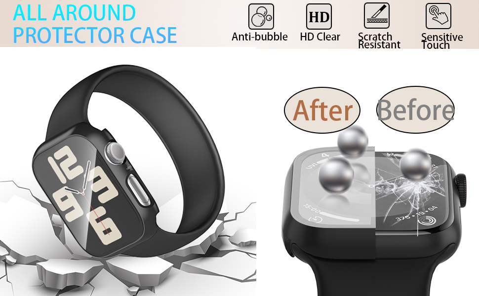 full coverage protective case for iwatch 38mm 40mm 41mm 42mm 44mm 45mm 46mm 49mmedge body