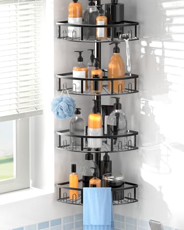 Peyulia 4-Tier Rustproof Corner Shower Caddy with Tension Pole