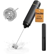 CIRCLE JOY Rechargeable Milk Frother Hanheld, Dual Coil Whisk Head Electric Coffee Frother, Porta...