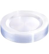 bUCLA 30PCS Clear Plastic Dinner Plates Disposable - 10.25inch Clear Plastic Plates for Party - H...
