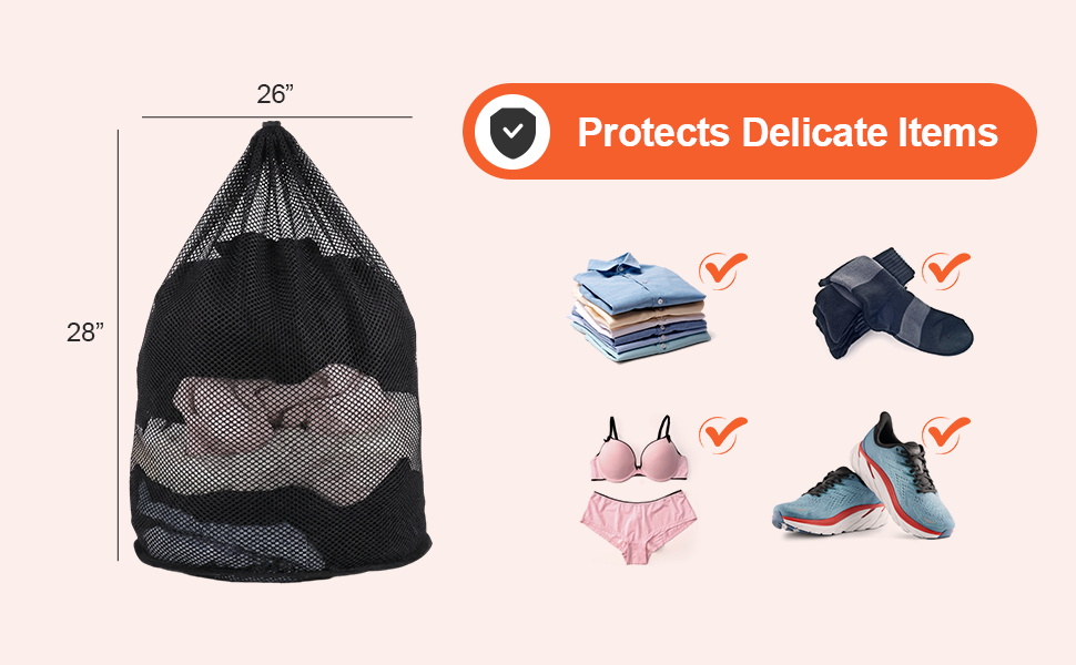 3pcs Black Drawstring Laundry Bags