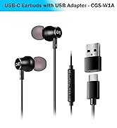 USB-C Earbuds with USB Adapter