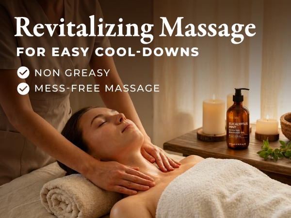 A massage scene with a woman enjoying a spa-like shoulder massage using gya labs massage oil