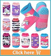 Baby Girls Toddlers Grips Socks Kids Non Slip Anti Skid Ankle Unicorn Cotton No Show Socks with G...