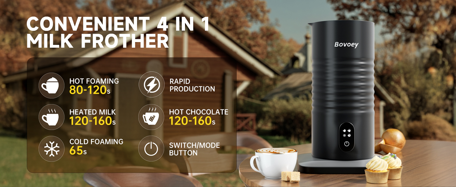 CONVENIENT 4 IN 1 MILK FROTHER