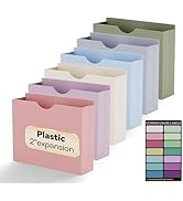 NORDUN Plastic File Jackets Letter Size,Upgrade Color,12 Pack Manilla Pocket Folders,2 Inch Expan...