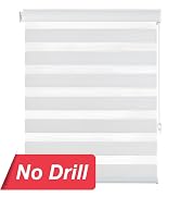 LazBlinds Dual Layer Zebra Roller Blinds No Tools No Drill Light Filtering Sheer Privacy Light Bl...