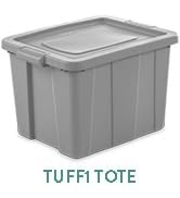 Sterilite 6 Pack 20 Gallon Latch Tote, Stackable Plastic Storage Bin Container, Gray/Green