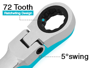 72 Tooth Gear Flex-Head Ratcheting Wrench Set 