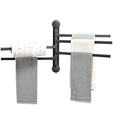 5-Arm Swivel Towel Bar, Zynuhmo Adjustable Suction Cup Bathroom Towel Rack Space Saving Wall Moun...