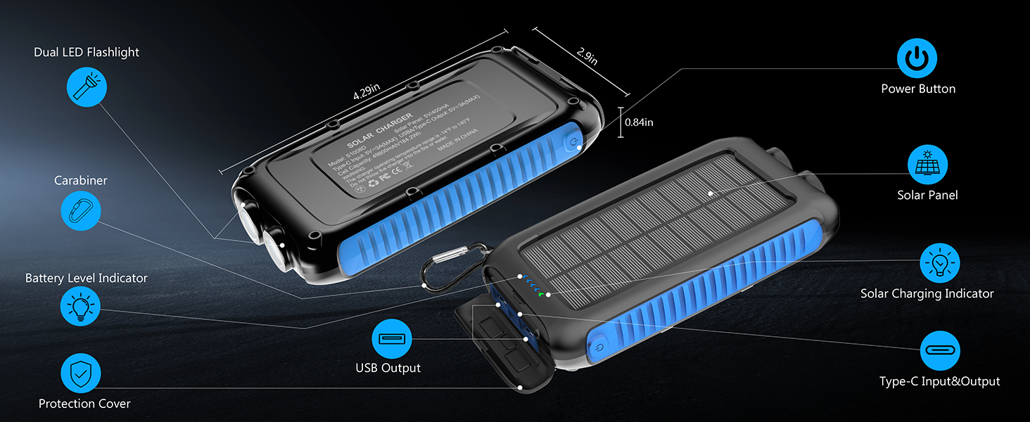 Solar Charger 49800mAh Portable Solar Power Bank for Camping External Backup Battery Pack Charger