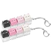 COOMICKEY 2 Pcs Keyboard Fidget Toy for Adult, Cute Pink Cat Shape Clicker Keyboard Fidget Keycha...