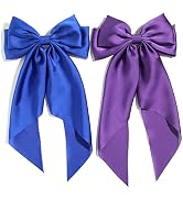 SUSULU Purple Hair Bows for Women, Big Royal Blue Bows for Hair, Metal Clips French Barrette with...