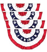 4th of July Decorations Pleated Fan Flags, American USA Bunting Flags, Fourth Of July Yard Decora...