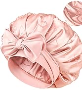 YANIBEST Adjustable Satin Bonnet for Sleeping, Double Layer Silk Bonnet with Tie Band for Women, ...