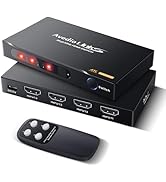4K HDMI Switch 4 in 1 Out Support Auto Switch, 4K@30Hz HDMI Switcher with Remote, avedio links 4 ...
