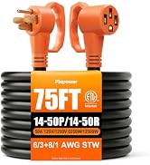 75 FT 50 Amp RV Extension Cord, Nema 14-50P to 14-50R, Flexible 4 Prong Heavy Duty RV Power Cord ...