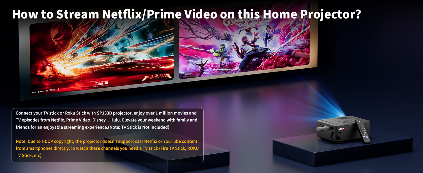 Projector, Projector with WiFi 6 and Bluetooth 5.3, 1080P HD Bluetooth Projector